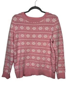 Nautica Pink Fair Isle Crewneck Sweater